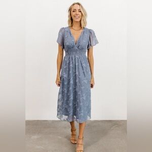 Baltic Born Dusty Blue Floral Midi Dress